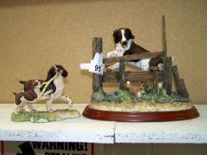 A country artists springer spaniel and rabbit on base and a springer spaniel and pup a/f