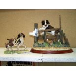 A country artists springer spaniel and rabbit on base and a springer spaniel and pup a/f