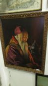 A framed oil on canvas of an elderly Chinese gentleman