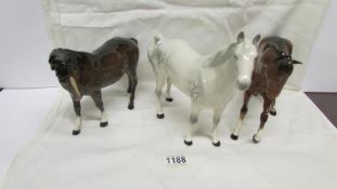 3 Beswick horses