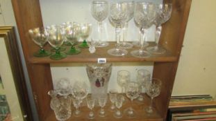 A mixed lot of glasses including cut glass