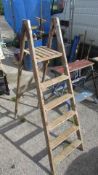 A wooden step ladder