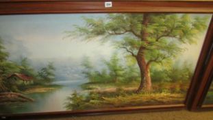 A large framed oil on canvas