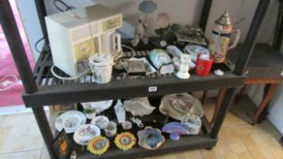 A mixed lot including teasmade, china etc (2 shelves)