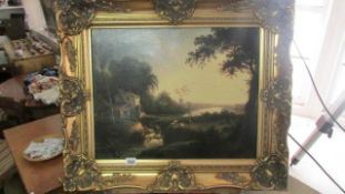 A gilt framed oil on canvas