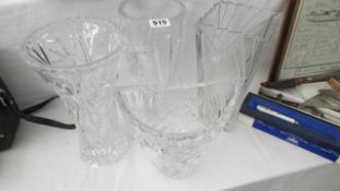 4 cut glass vases