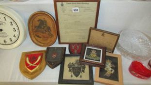 A quantity of framed and glazed crests etc