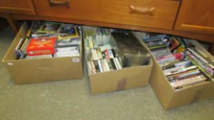 3 boxes of CD's, DVD's and tapes