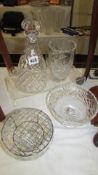 A mixed lot of glass ware including decanter