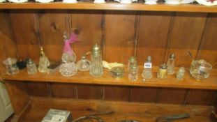 A mixed lot of glass scent bottles ets