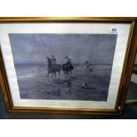 A gilt framed picture A Ride on the Beach