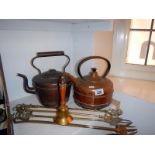 2 copper kettles etc.