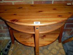 A D shaped pine hall table