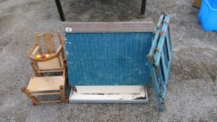 A dolls house, high chair & 1 other items