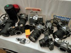 A large quantity of cameras