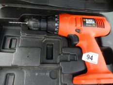 A Black and Decker cordless drill (working)