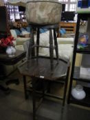 An old tray table, old stool and pouffe
