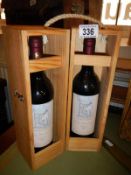Two 2002 bottles of Villa Branca in original wooden box
