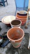 A quantity of garden terracotta pots