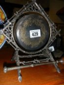 An old Victorian silver plate table gong
