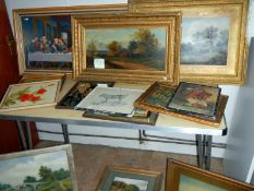 A good selection of pictures & oil on canvases etc.