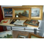 A good selection of pictures & oil on canvases etc.