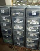 4 boxes of 4 shelves of plumbing fittings