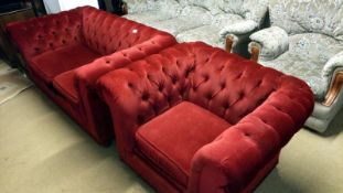 A 2 seater chesterfield and matching chair