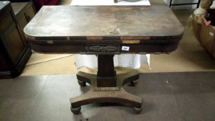 A rosewood fold over card table a/f