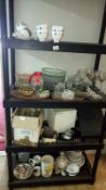 4 shelves of china and pottery