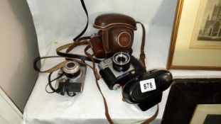 3 old cameras including a Zeiss Ikon