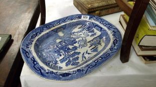 An early blue and white willow pattern