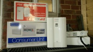 A consumer unit and a water heater unit etc