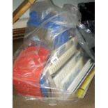 A bag of containers and drills etc