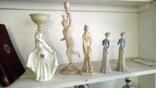 A quantity of figurines including creamware