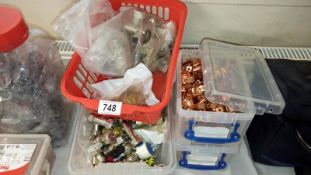 4 small crates of plumbing fittings, valves, clips etc