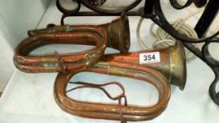 2 antique bugles