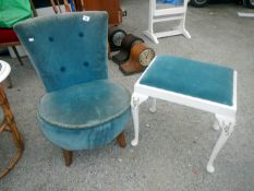 A bedroom chair and stool