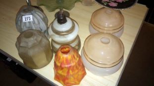6 assorted glass lamp shades