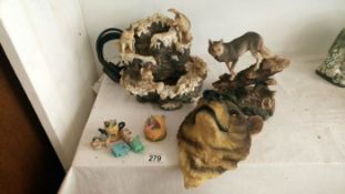 3 wolf figurines