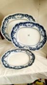 3 good blue and white Victorian meat platters