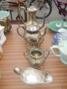 A silver plate tea/coffee set etc