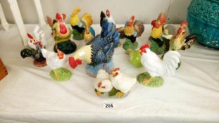 A quantity of chicken figurines