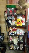 5 shelves of soft toys