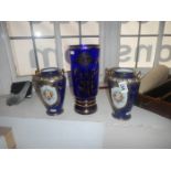 A pair of Noritake vases and a glass vase