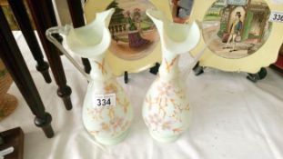 A pair of opaline Victorian glass vases