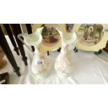 A pair of opaline Victorian glass vases