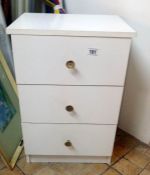 A 3 drawer white chest