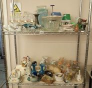 2 shelves of glass and china