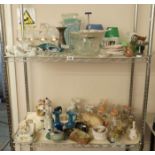 2 shelves of glass and china